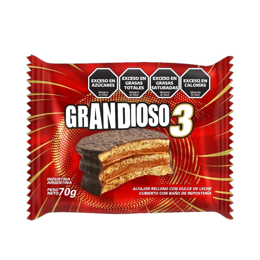 [50334] ALFAJOR GRANDIOSO 24X70GRS - NEGRO